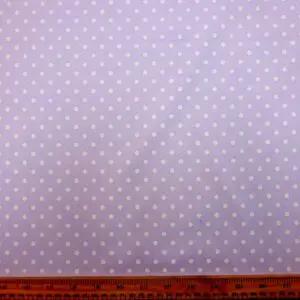 Polyester Cotton Fabric Pea Spot White On lilac