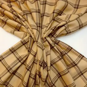 Suiting Fabric Wool Blend Bovoy Plaid Beige