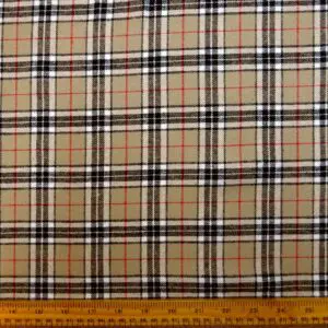 Tartan Fabric Brushed Flannel Check Mc Boogy Beige