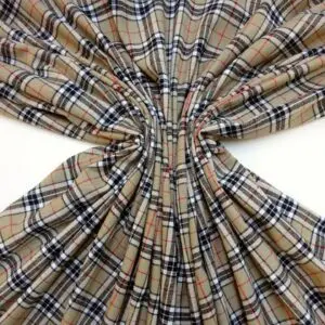 Tartan Fabric Brushed Flannel Check Mc Boogy Beige