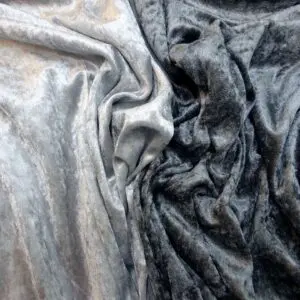 Crushed Velvet Fabric 240g silver and dark grey