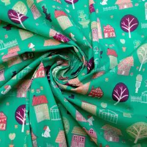 Polyester Cotton Fabric Air B And B jade