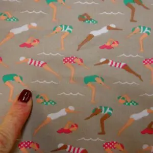 Polyester Cotton Fabric The Swim Team beige