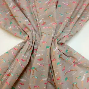 Polyester Cotton Fabric The Swim Team beige