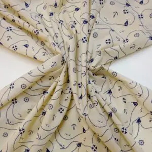 Polyester Cotton Fabric Portsmouth Ahoy Cream