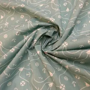 Polyester Cotton Fabric Portsmouth Ahoy Sage