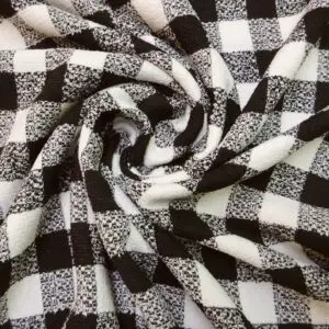 Suiting Fabric Boucle Squares Scottie Black White