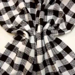 Suiting Fabric Boucle Squares Scottie Black White