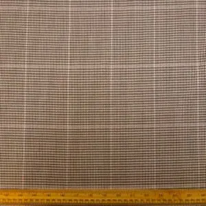 Suiting Fabric Poly Viscose Check Lady Duna Bunk Brown Beige With Minute Pink Glitter Thread