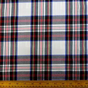Suiting Fabric Tartan Highland Kiss White
