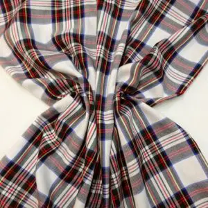 Suiting Fabric Tartan Highland Kiss White