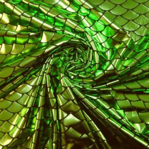 Lycra Spandex Fabric Foiled Scaled Shells Lime