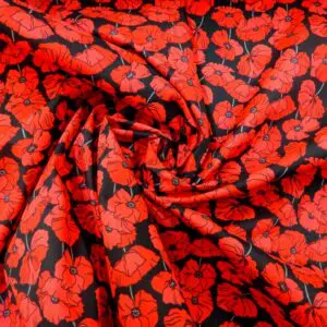 Polyester Cotton Fabric Oops A Poppy Black