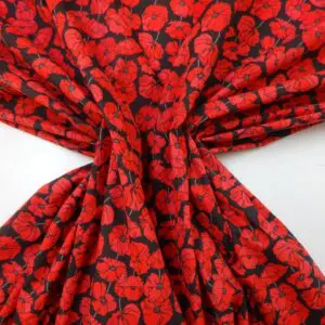 Polyester Cotton Fabric Oops A Poppy Black
