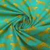 Polyester Cotton Fabric Jungle Lynx jade