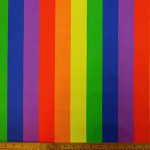 Polyester Cotton Fabric Mega Rainbow Stripe 5cm