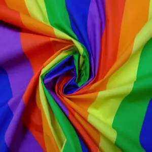 Polyester Cotton Fabric Mega Rainbow Stripe 5cm