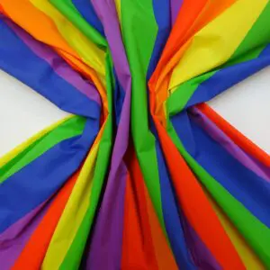 Polyester Cotton Fabric Mega Rainbow Stripe 5cm