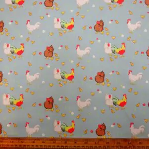 Polyester Cotton Fabric Home To Roost blue