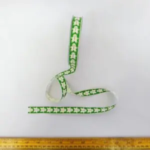 Christmas Ribbon 16mm Gingerbread Men Green