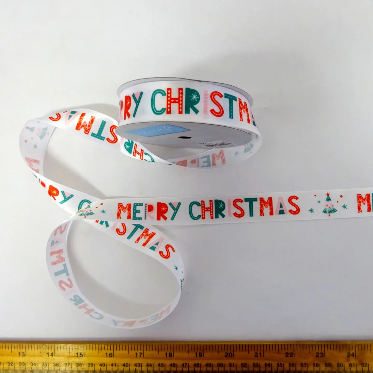 Christmas Ribbon 25mm Merry Christmas Multi