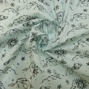 Polyester Cotton Fabric Beyond Custard Earth mint