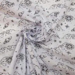 Polyester Cotton Fabric Beyond Custard Earth white