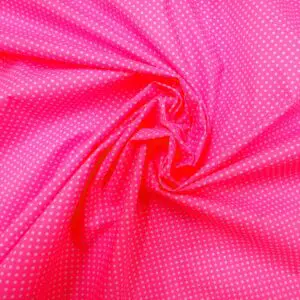 Polyester Cotton Fabric Pinny Spot Pink
