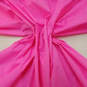 Polyester Cotton Fabric Pinny Spot Pink