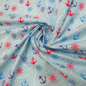 Polyester Cotton Fabric Anchorage Pale Blue