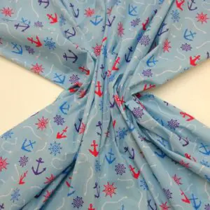 Polyester Cotton Fabric Anchorage Pale Blue