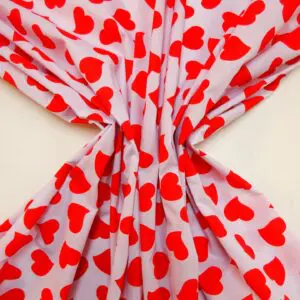 Polyester Cotton Fabric True Hearts Red
