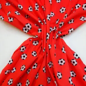 Polyester Cotton Fabric Footballs Red