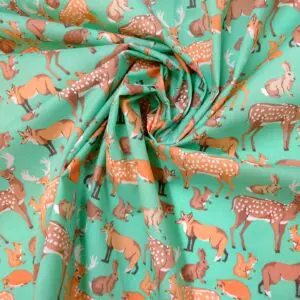 Polyester Cotton Fabric Bambi Meadow Green