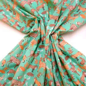 Polyester Cotton Fabric Bambi Meadow Green