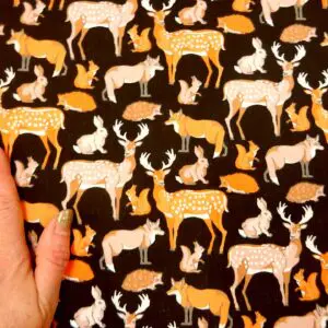 Polyester Cotton Fabric Bambi Meadow Black