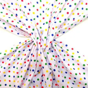 Polyester Cotton Fabric Smarties Spots Multi On White