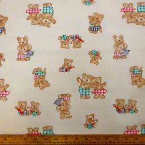 Polyester Cotton Fabric Tina And Tony Teddy Ivory