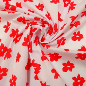 Polyester Cotton Fabric Forget Me Knot White Red