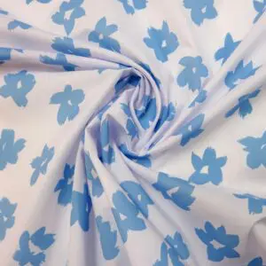 Polyester Cotton Fabric Forget Me Knot White Turquoise