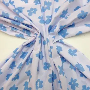 Polyester Cotton Fabric Forget Me Knot White Turquoise