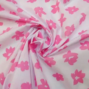 Polyester Cotton Fabric Forget Me Knot White Pink
