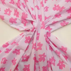 Polyester Cotton Fabric Forget Me Knot White Pink