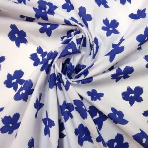 Polyester Cotton Fabric Forget Me Knot White Blue