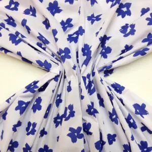 Polyester Cotton Fabric Forget Me Knot White Blue