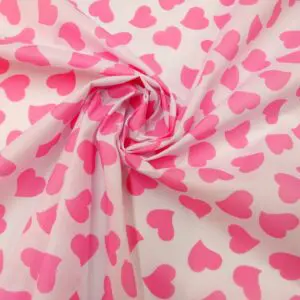 Polyester Cotton Fabric True Hearts Pink