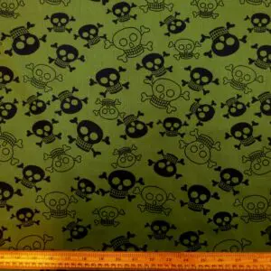Cotton Fabric Skulls Funky Khaki