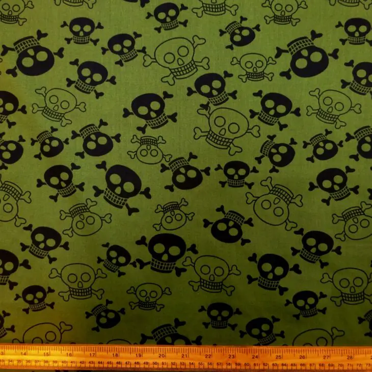 Cotton Fabric Skulls Funky Khaki