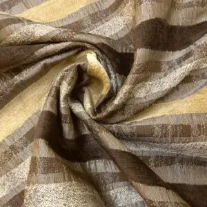 Curtain Fabric Satin Finish Seersucker Stripe Coffee Chocolate