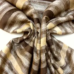 Curtain Fabric Satin Finish Seersucker Stripe Coffee Chocolate